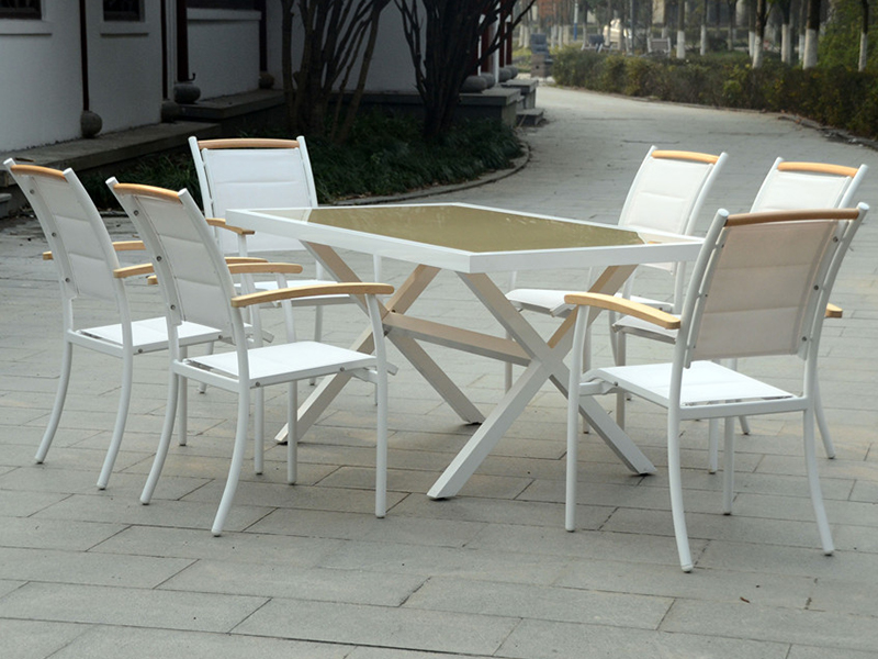 Tabel dreptunghiular 6 set de grădină de masă de masă 7pcs set de grădină YQ-023A-2