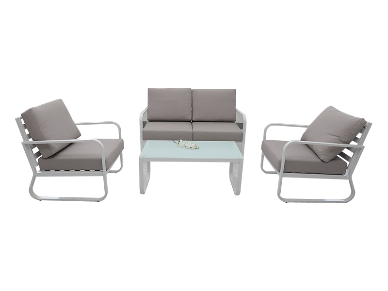 Canapea canapea din aluminiu, set de canapea de design de 4 PCS KD, canapea de relaxare în aer liber