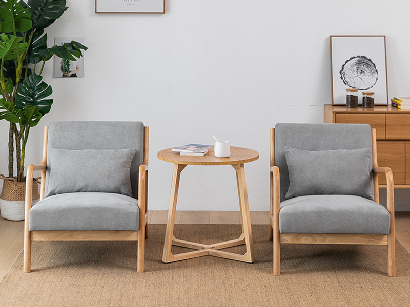 Scaun modern cu feel din piele cu brațe din lemn, scaun de living, mobilier interior YQ-K2001