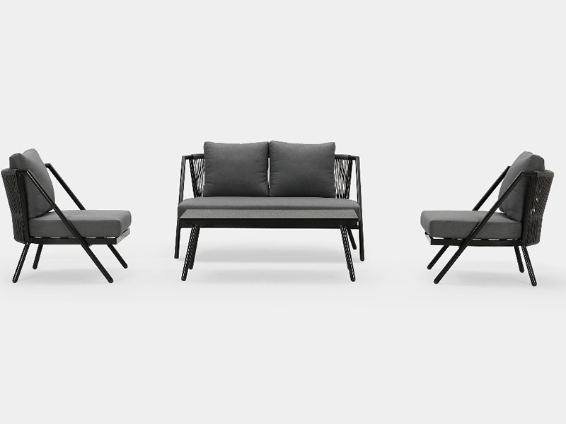 Mobilier modern din aluminiu în afara canapelei seturi de grădină cu terasă cu scaun de frânghie mobilier YQC-2715