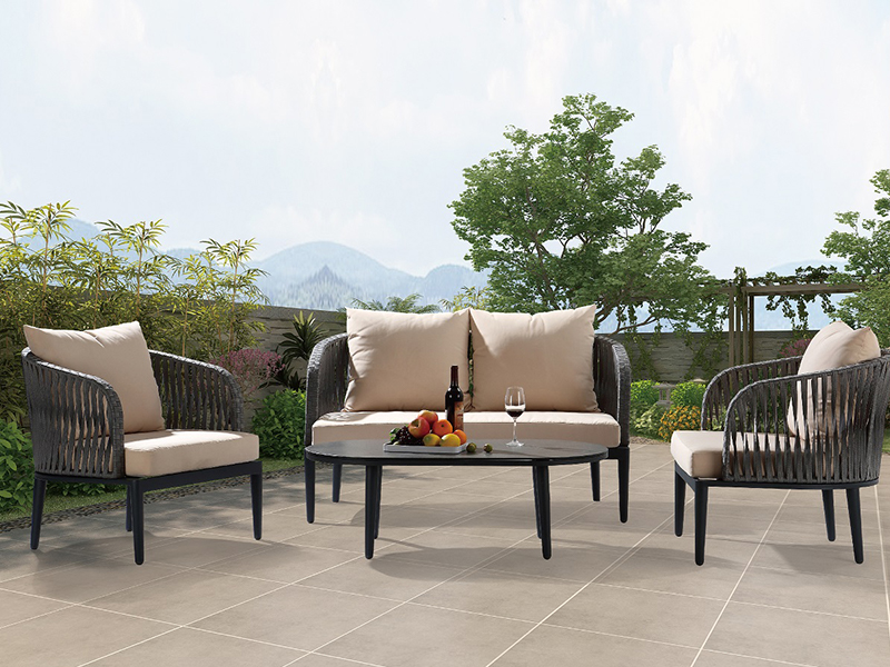 Mobilier cu frânghie seturi de canapea de mobilier exterior seturi de canapea 4 buc de frânghie alu yqc-2732