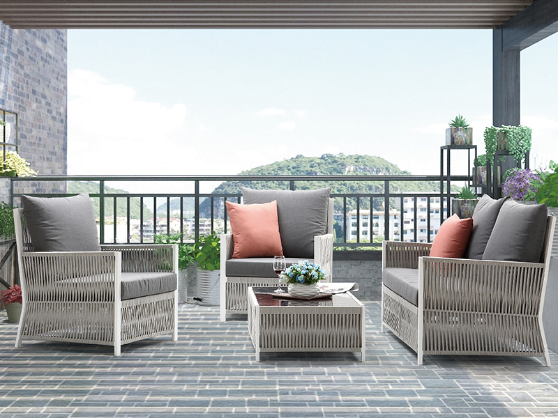 fabrică directă scaun set mobilier exterior, canapea de frânghie țesută manual țesută de grădină
