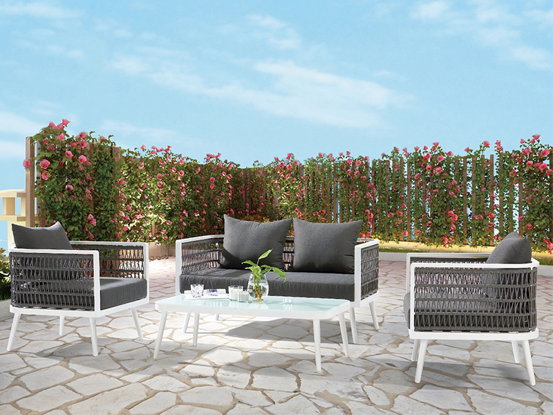 Frânghie țesut 4pcs canapea set mobilier de grădină scaun de mobilier de grădină în aer liber YQC-2743