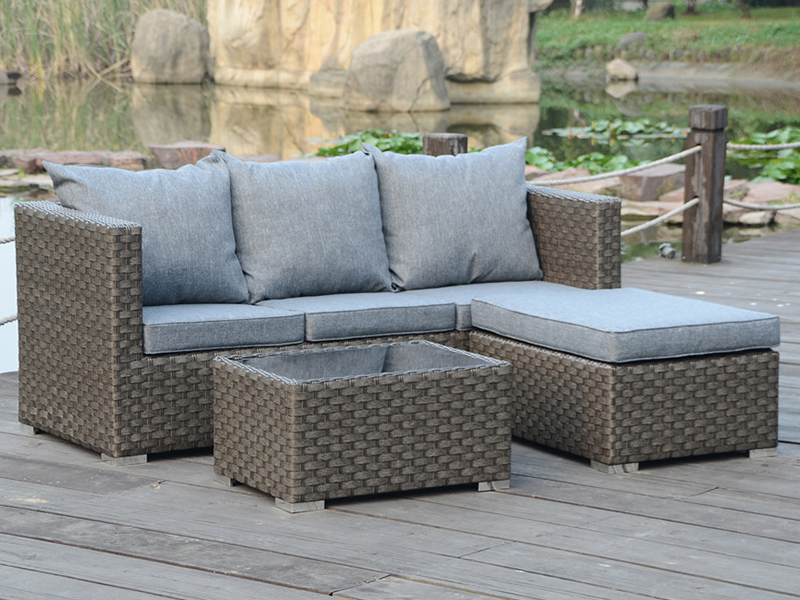Set de canapea simplă 3pcs Rattan, cadru din aluminiu mobilier de timp liber YQR-428