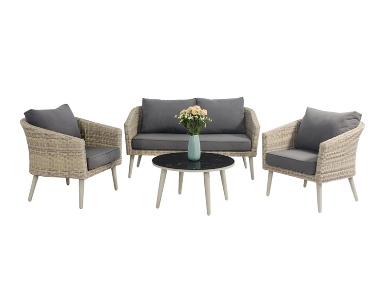 Set de canapea cu jumătate rotund, design KD, cadru din aluminiu Rattan canapea